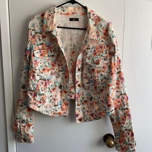 Floral denim jacket